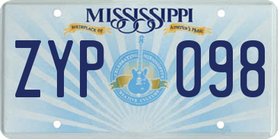 MS license plate ZYP098