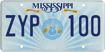 MS license plate ZYP100