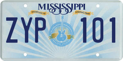 MS license plate ZYP101