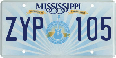 MS license plate ZYP105