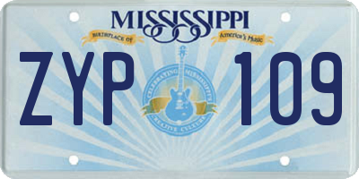 MS license plate ZYP109