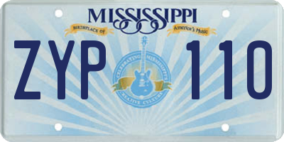 MS license plate ZYP110