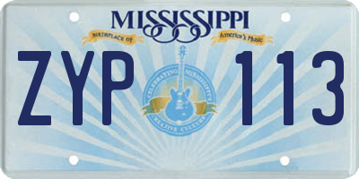 MS license plate ZYP113