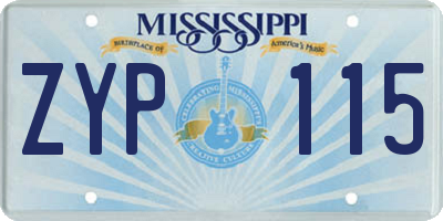 MS license plate ZYP115