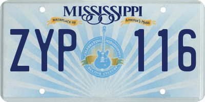 MS license plate ZYP116