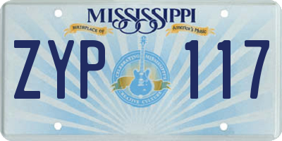 MS license plate ZYP117