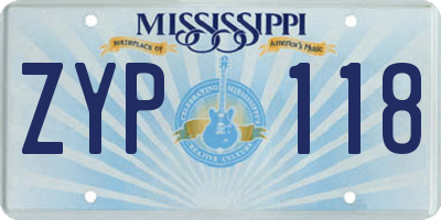 MS license plate ZYP118