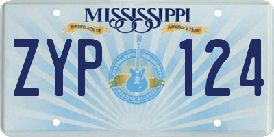 MS license plate ZYP124