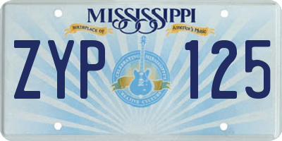MS license plate ZYP125