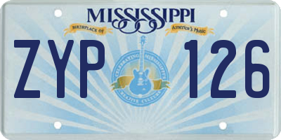 MS license plate ZYP126