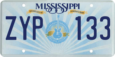 MS license plate ZYP133