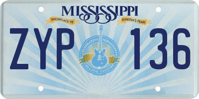 MS license plate ZYP136