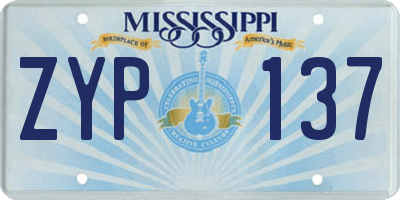 MS license plate ZYP137