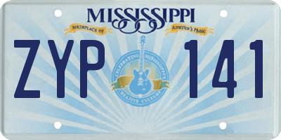 MS license plate ZYP141