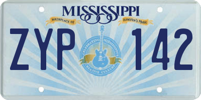 MS license plate ZYP142
