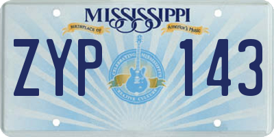 MS license plate ZYP143