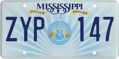 MS license plate ZYP147