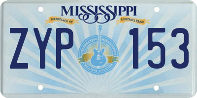 MS license plate ZYP153