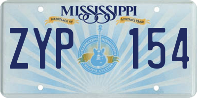 MS license plate ZYP154