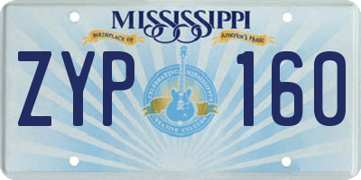 MS license plate ZYP160