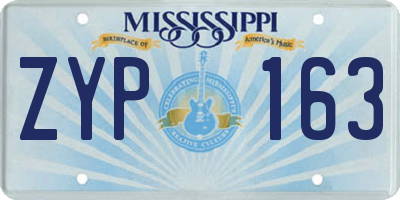 MS license plate ZYP163