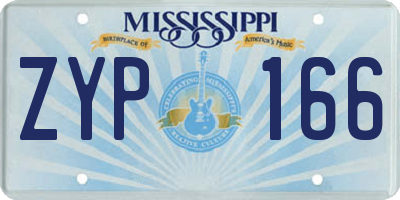MS license plate ZYP166