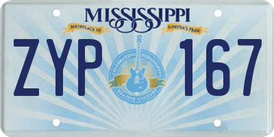 MS license plate ZYP167