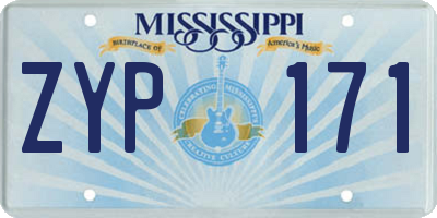 MS license plate ZYP171
