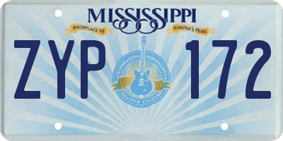 MS license plate ZYP172