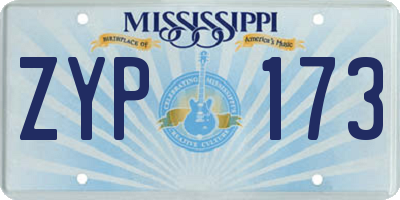 MS license plate ZYP173