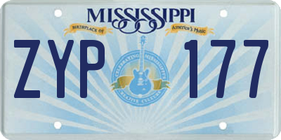 MS license plate ZYP177