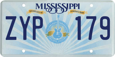 MS license plate ZYP179