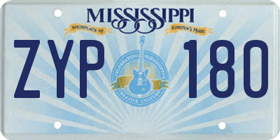 MS license plate ZYP180