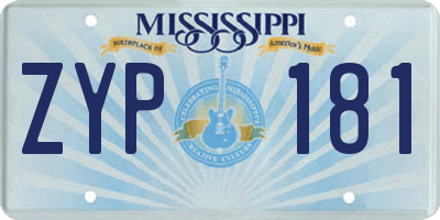 MS license plate ZYP181