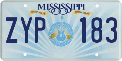 MS license plate ZYP183