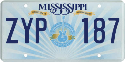 MS license plate ZYP187