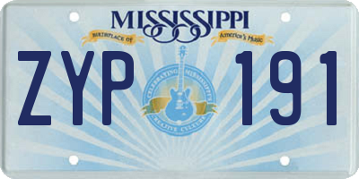MS license plate ZYP191