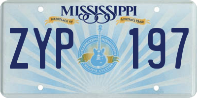 MS license plate ZYP197