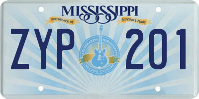 MS license plate ZYP201