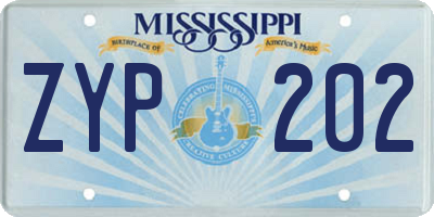 MS license plate ZYP202
