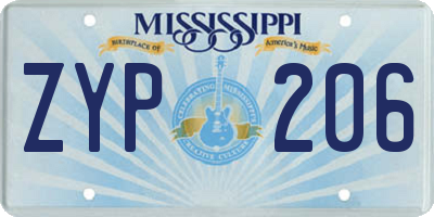 MS license plate ZYP206