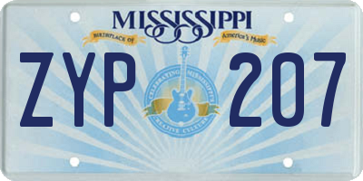 MS license plate ZYP207