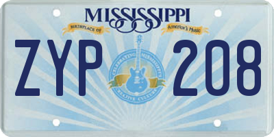 MS license plate ZYP208