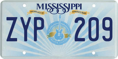 MS license plate ZYP209