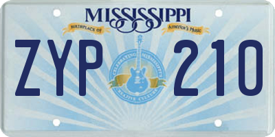 MS license plate ZYP210