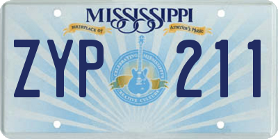 MS license plate ZYP211