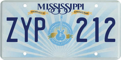 MS license plate ZYP212