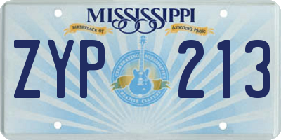 MS license plate ZYP213