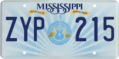 MS license plate ZYP215