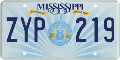 MS license plate ZYP219